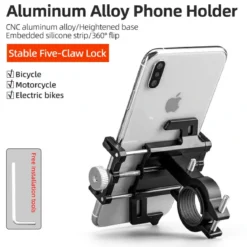 Aluminum Alloy Phone Mount Fits 2.2–3.7 in Wide