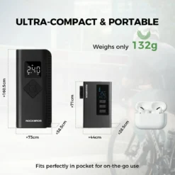 AS240 PRO Mini Electric Bike Pump with Gauge Max 120PSI