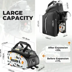 Bike Pannier Bag Double Side Storage with Rain Cover 17L-35L