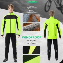 Cycling Jacket Pants Winter Suit Fluorescent Green