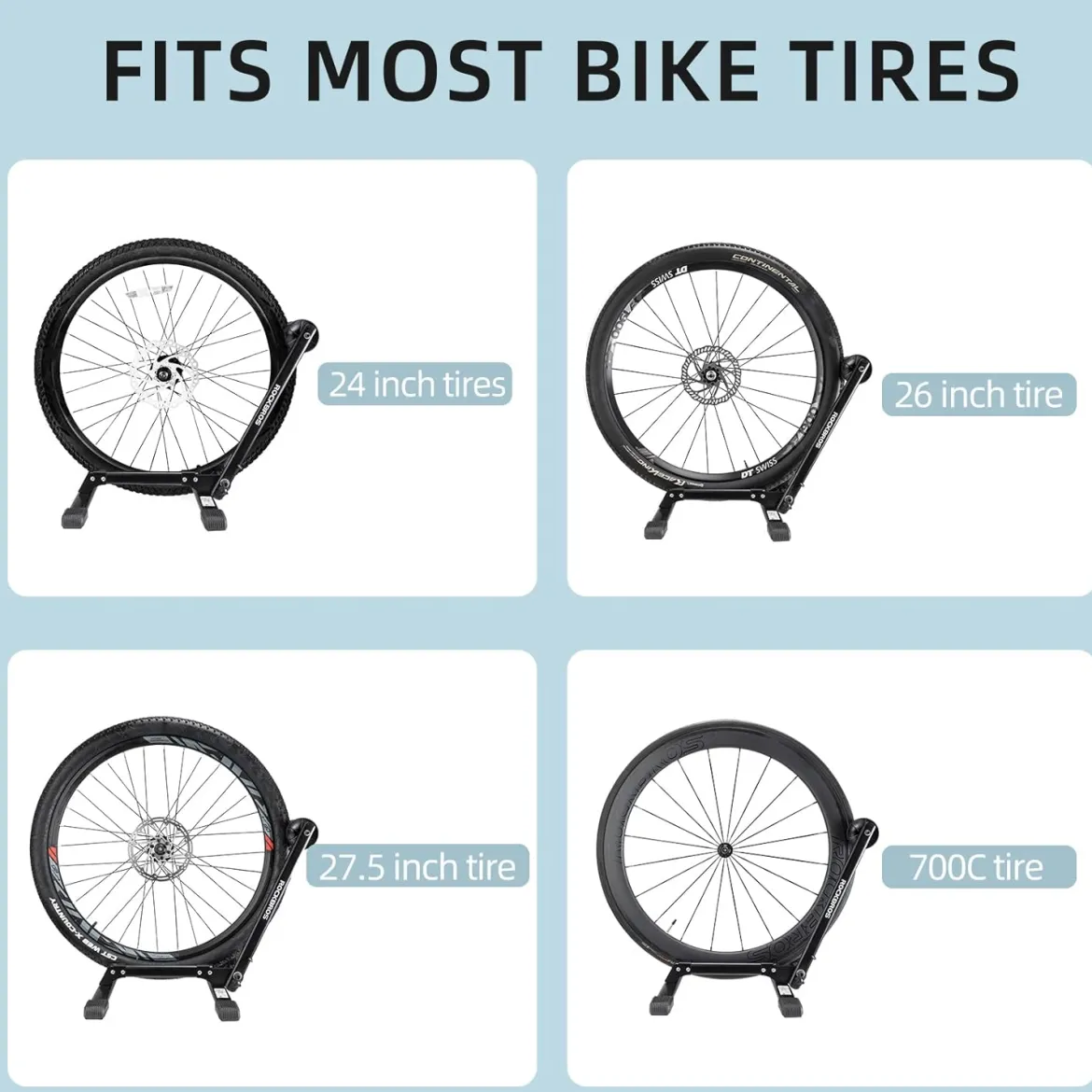 Foldable Carbon Steel Floor Bike Stand for 20"-29" Wheels
