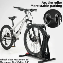 2-in-1 Adjustable Bike Stand Foldable Floor Vertical Rack Sturdy Carbon Steel for 24