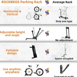 2-in-1 Adjustable Bike Stand Foldable Floor Vertical Rack Sturdy Carbon Steel for 24