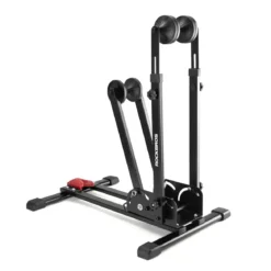2-in-1 Adjustable Bike Stand Foldable Floor Vertical Rack Sturdy Carbon Steel for 24