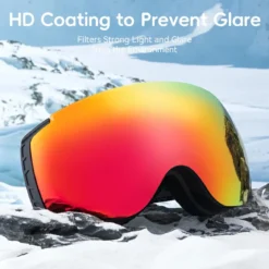 Qunature Anti-Fog Ski Goggles UV400 Protection Double-Layer Lenses for Clear View