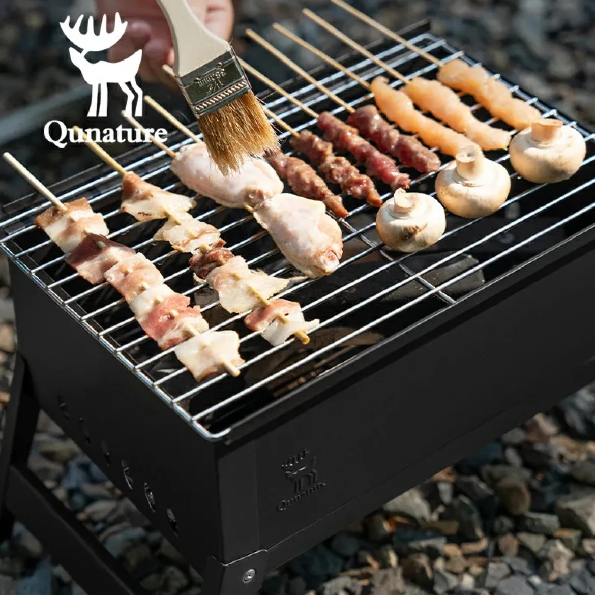 Qunature Durable Iron Chrome BBQ Grill Net with Rounded Corners for Easy Use
