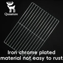 Qunature Durable Iron Chrome BBQ Grill Net with Rounded Corners for Easy Use