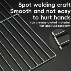 Qunature Durable Iron Chrome BBQ Grill Net with Rounded Corners for Easy Use