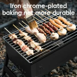 Qunature Foldable BBQ Grill with Durable Chrome-Plated Net and Ventilation
