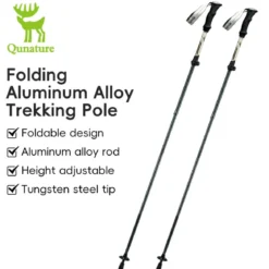 Qunature Foldable Lightweight Aluminum Trekking Pole with Adjustable Height and Grip