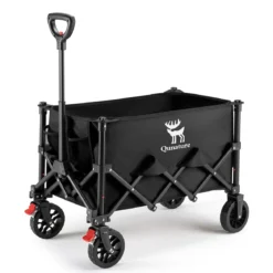 Qunature 220lbs Foldable Utility Wagon Cart with 360° Swivel Wheels