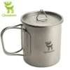 Qunature Pure Titanium Folding Mug Lightweight Durable with Lid for Outdoor Camping