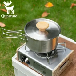 Qunature Stainless Steel Tea Set with Foldable Pot and Kettle for Outdoor Adventures