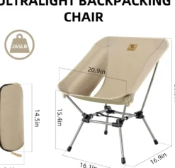 Qunature Ultra Lightweight Folding Camp Chair with Storage Bag Supports 260 lbs