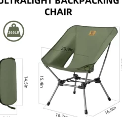 Qunature Ultra Lightweight Folding Camp Chair with Storage Bag Supports 260 lbs