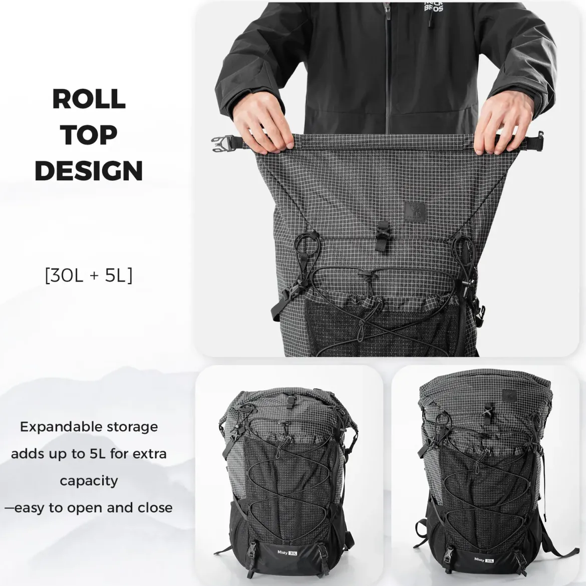 Qunature Waterproof Daypack Lightweight Hiking Backpack 30-35L
