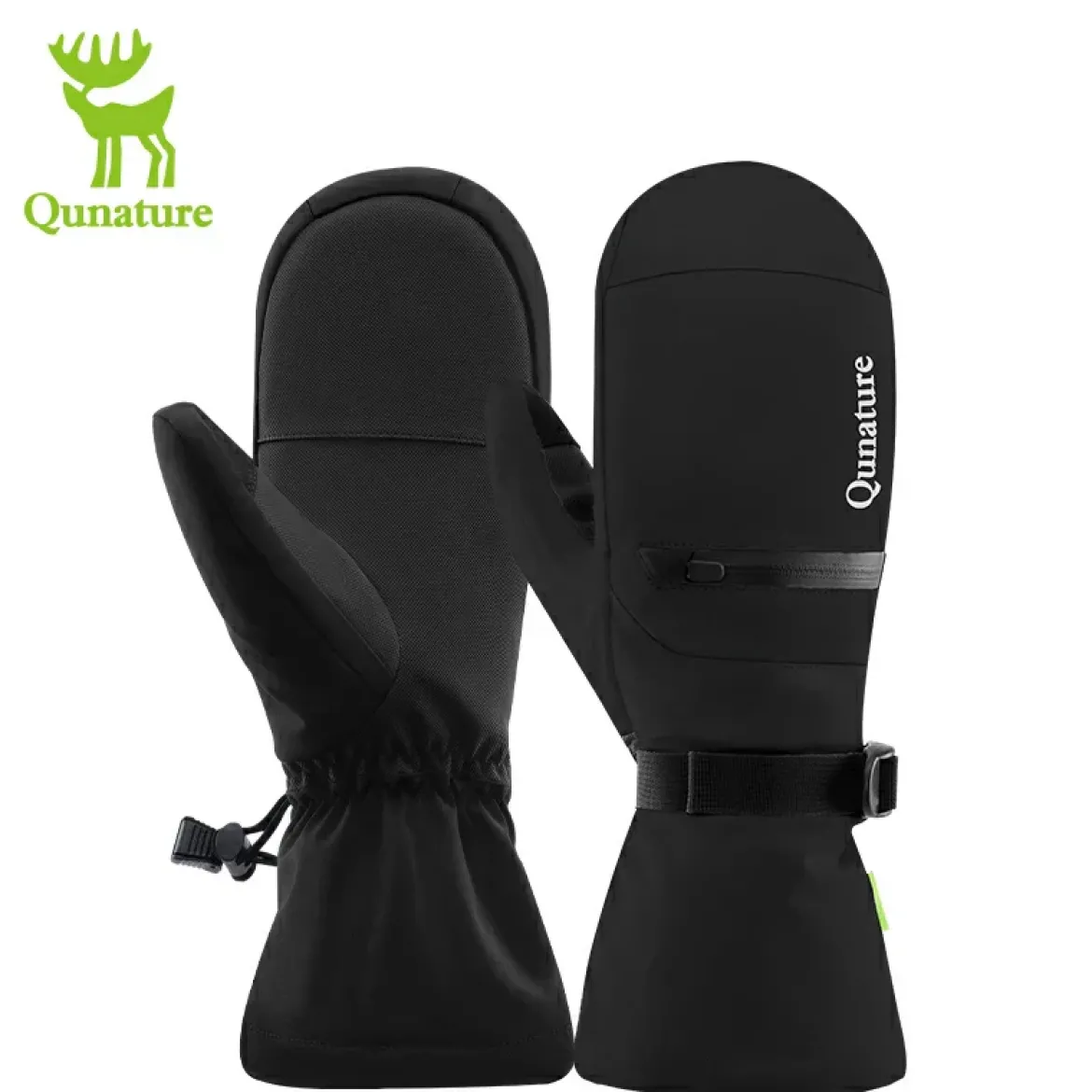 Qunature Windproof Waterproof Thermal Ski Gloves Double-Layer Insulation Touchscreen