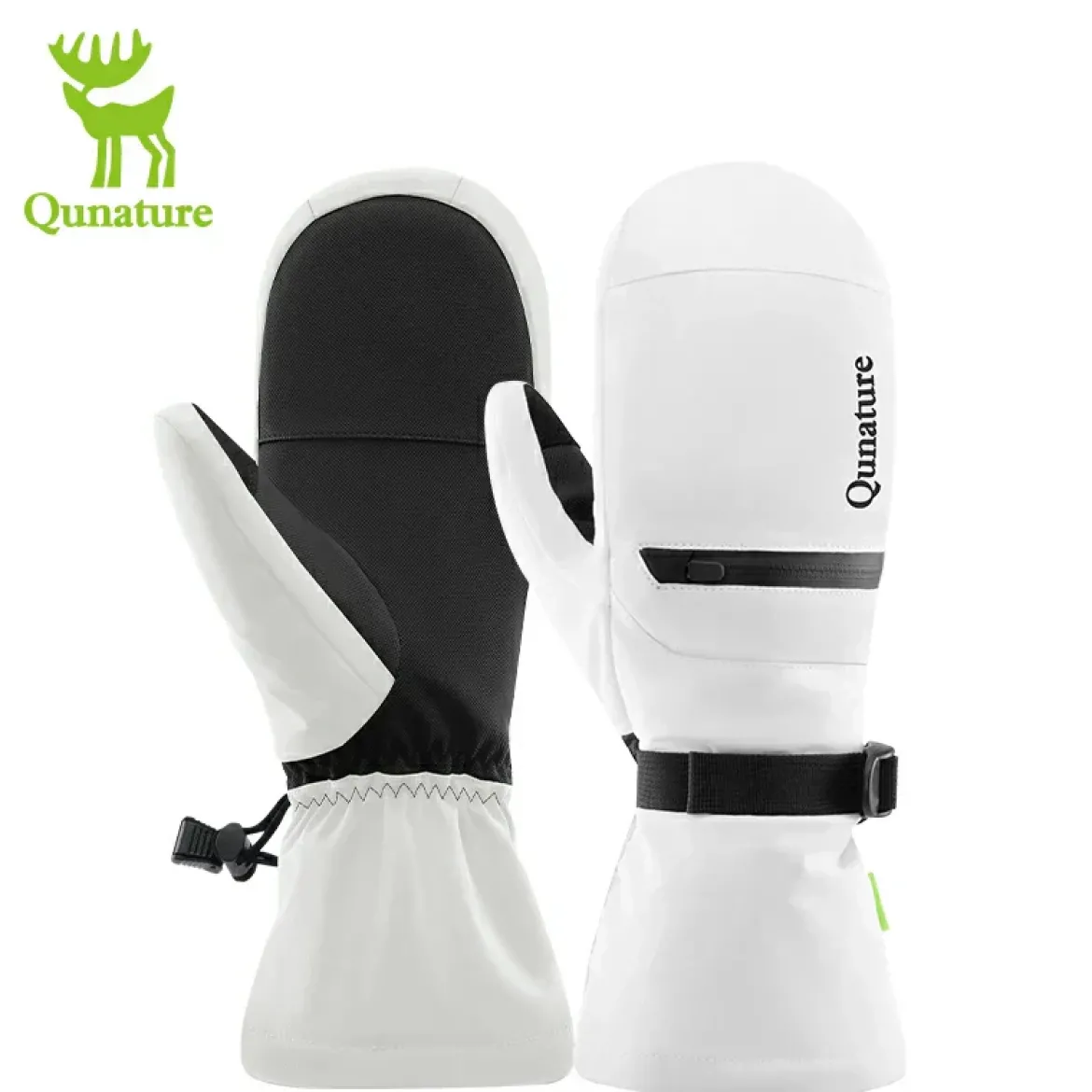 Qunature Windproof Waterproof Thermal Ski Gloves Double-Layer Insulation Touchscreen