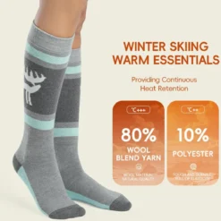Qunature Wool Ski Socks Winter Warmth Shock Absorption for Skiing Comfort