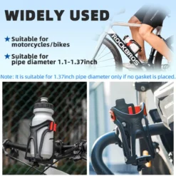ROCKBROS Adjustable Water Bottle Holder for 2.3-3" Bottles, Bike & Motorcycle Mount
