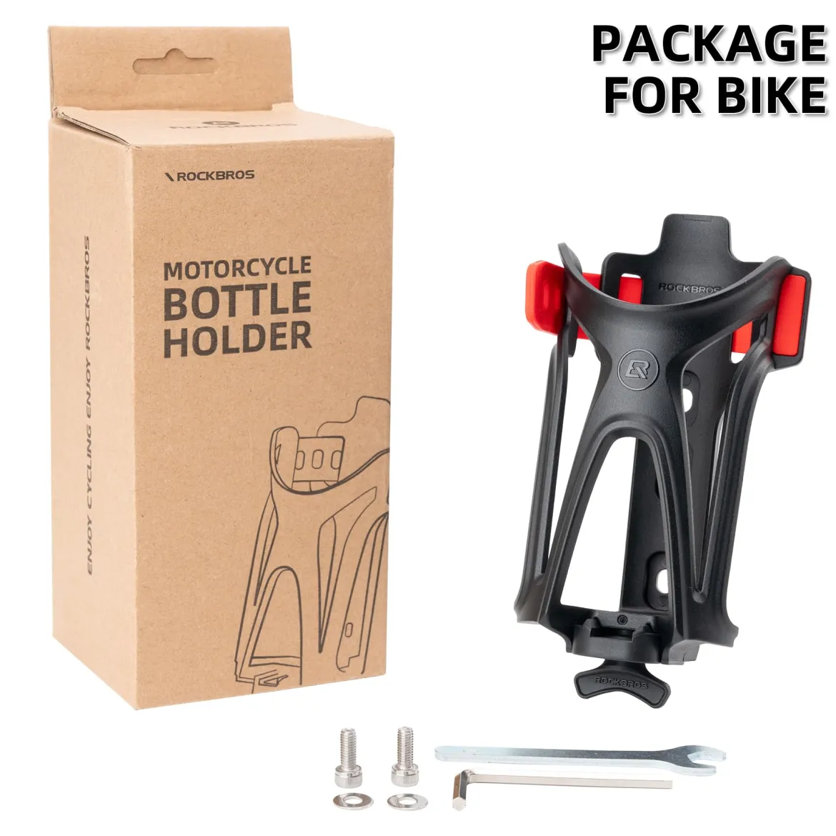 ROCKBROS Adjustable Water Bottle Holder for 2.3-3" Bottles, Bike & Motorcycle Mount