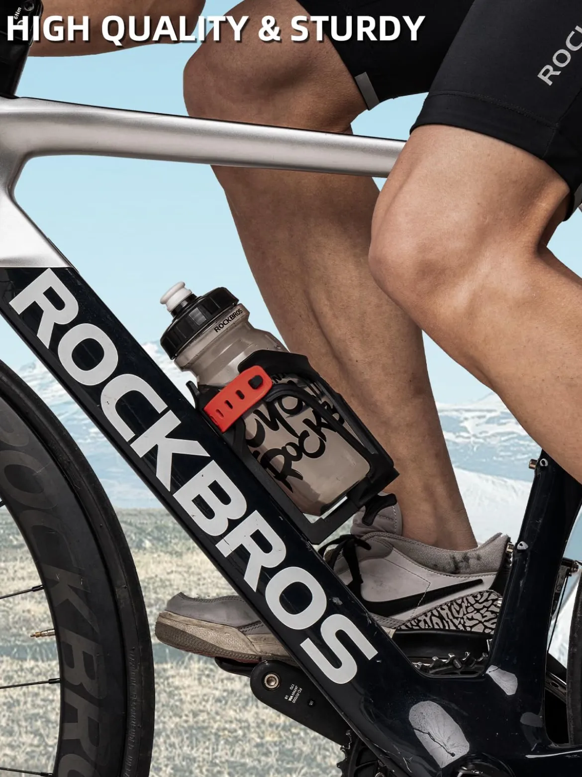 ROCKBROS Adjustable Water Bottle Holder for 2.3-3" Bottles, Bike & Motorcycle Mount