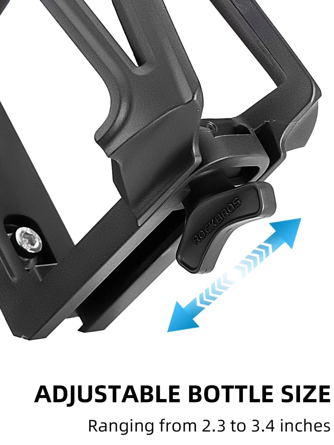 ROCKBROS Adjustable Water Bottle Holder for 2.3-3" Bottles, Bike & Motorcycle Mount