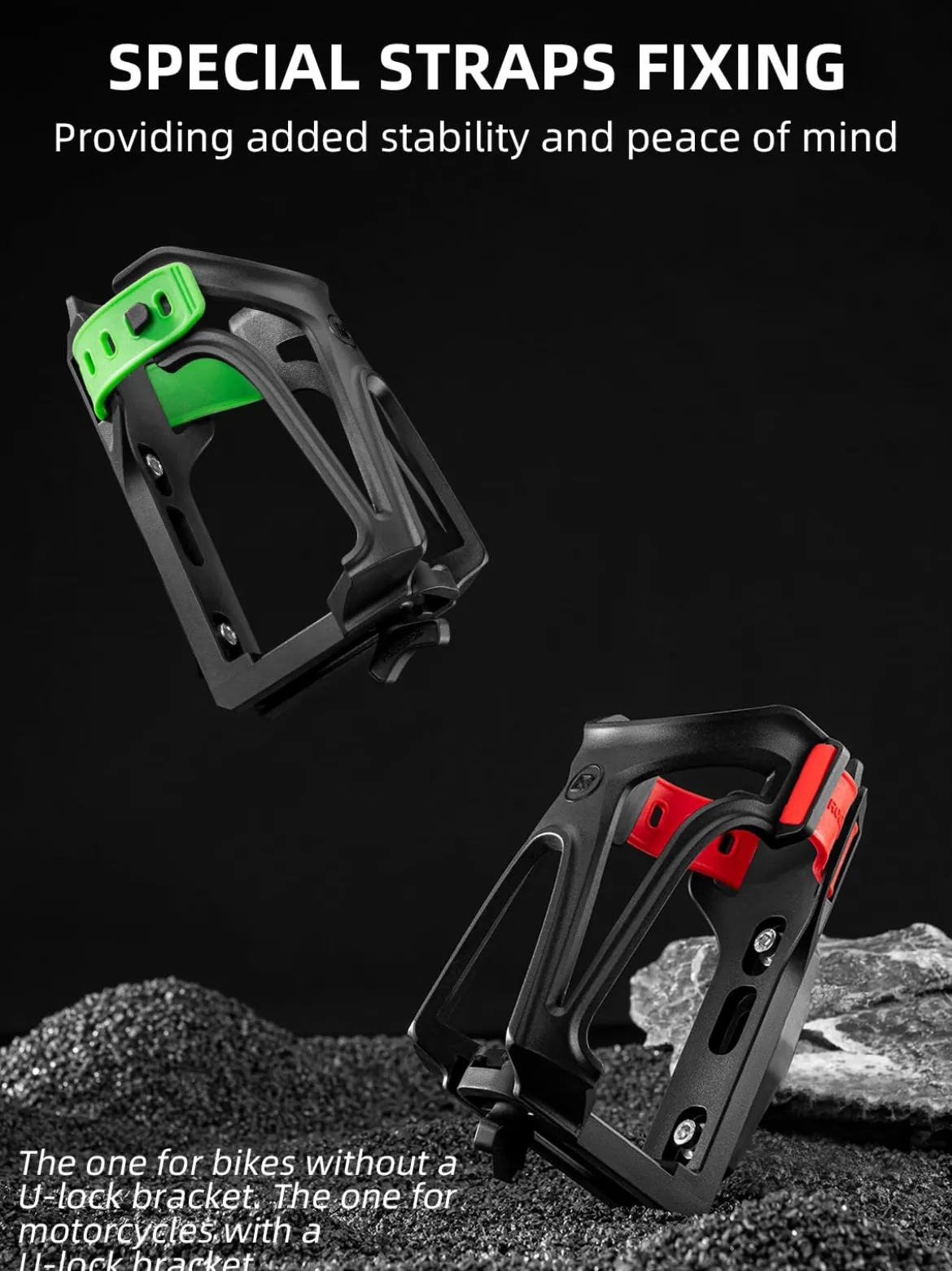 ROCKBROS Adjustable Water Bottle Holder for 2.3-3" Bottles, Bike & Motorcycle Mount