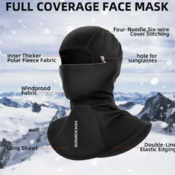 ROCKBROS Balaclava Ski Mask, Windproof Thermal Winter Neck Warmer Hood for Men Women