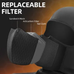 ROCKBROS Balaclava Ski Mask with Zipper Waterproof Winter Fleece Hood Black