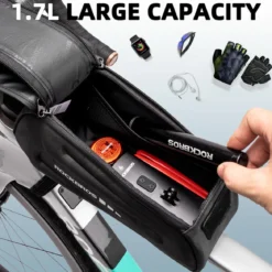 ROCKBROS Bike Bag Under 6.8” Bicycle Accessories Pouch, EVA Waterproof