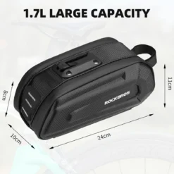 ROCKBROS Bike Bicycle 1.7L Saddle Seat Bag 3D Hard Shell with Silver Reflective Strip