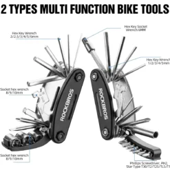 ROCKBROS Bike Foldable Repair Kit 16-in-1 Multi-Function Portable Allen Wrench and Tire Lever