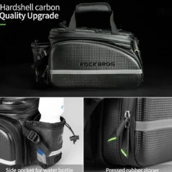 ROCKBROS Bike Rack Bag Waterproof Carbon Leather Rear Seat Cargo Pack 34L