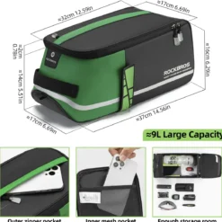 ROCKBROS Bike Rear Rack Bag Reflective Bicycle Saddle Bag Cycling Luggage Panniers with Shoulder Straps