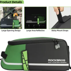 ROCKBROS Bike Rear Rack Bag Reflective Bicycle Saddle Bag Cycling Luggage Panniers with Shoulder Straps