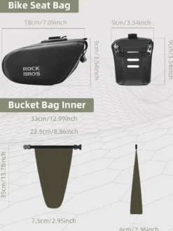 ROCKBROS Bike Saddle Bag, Bike Seat Bag With Bucket Quick Release 0.8-1.3L