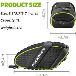 ROCKBROS Bike Seat Bag with LED Light, Waterproof, 3D Shell, and Rain Cover