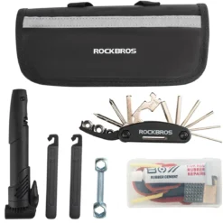 ROCKBROS Bike Tool Kit with Tire Pump, Multi-Function Tool, Patches, Portable Repair Bag