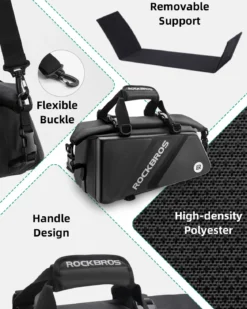 ROCKBROS Bike Trunk Bag Top Expandable Rear Rack Bag, EVA Hard Shell