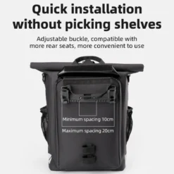 ROCKBROS Convertible Waterproof Bike Rack Bag 18L Adjustable Capacity Backpack Straps