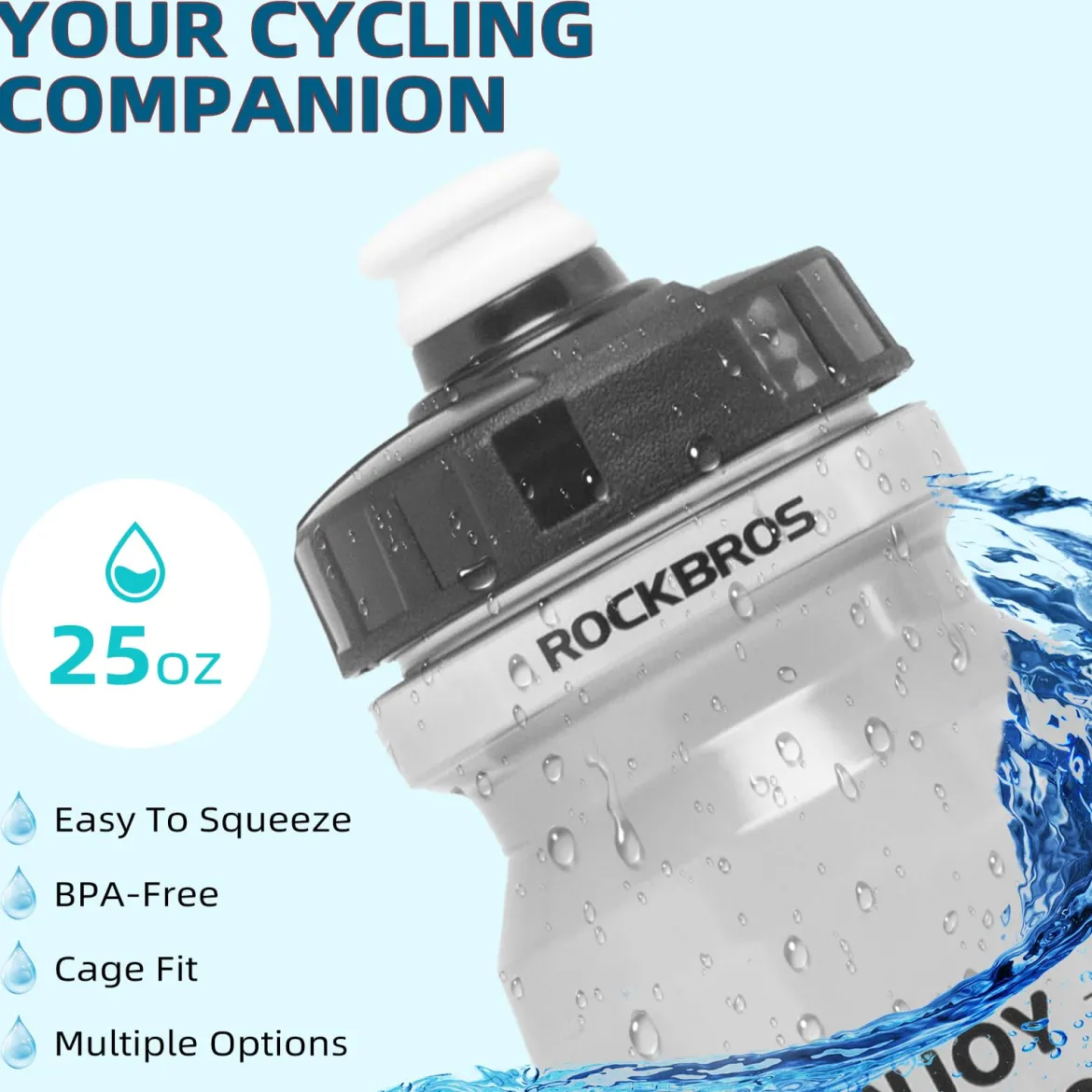 ROCKBROS Cycling Water Bottle 20-25oz Cycling Bottle BPA-Free