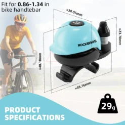 ROCKBROS 80DB Bike Bell Aluminum Alloy Helmet-Shaped Fits 22-34mm Handlebars
