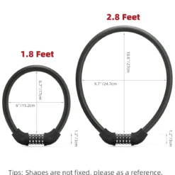 ROCKBROS 5-Digit Bike Cable Lock, Lightweight Portable Combination Lock