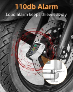 ROCKBROS Disc Brake Lock Motorcycle Alarm Lock Anti-Theft 110db Motorcycle Lock with Reminder Cable Disc Brake vehicle