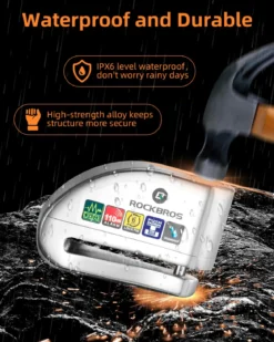 ROCKBROS Disc Brake Lock Motorcycle Alarm Lock Anti-Theft 110db Motorcycle Lock with Reminder Cable Disc Brake vehicle