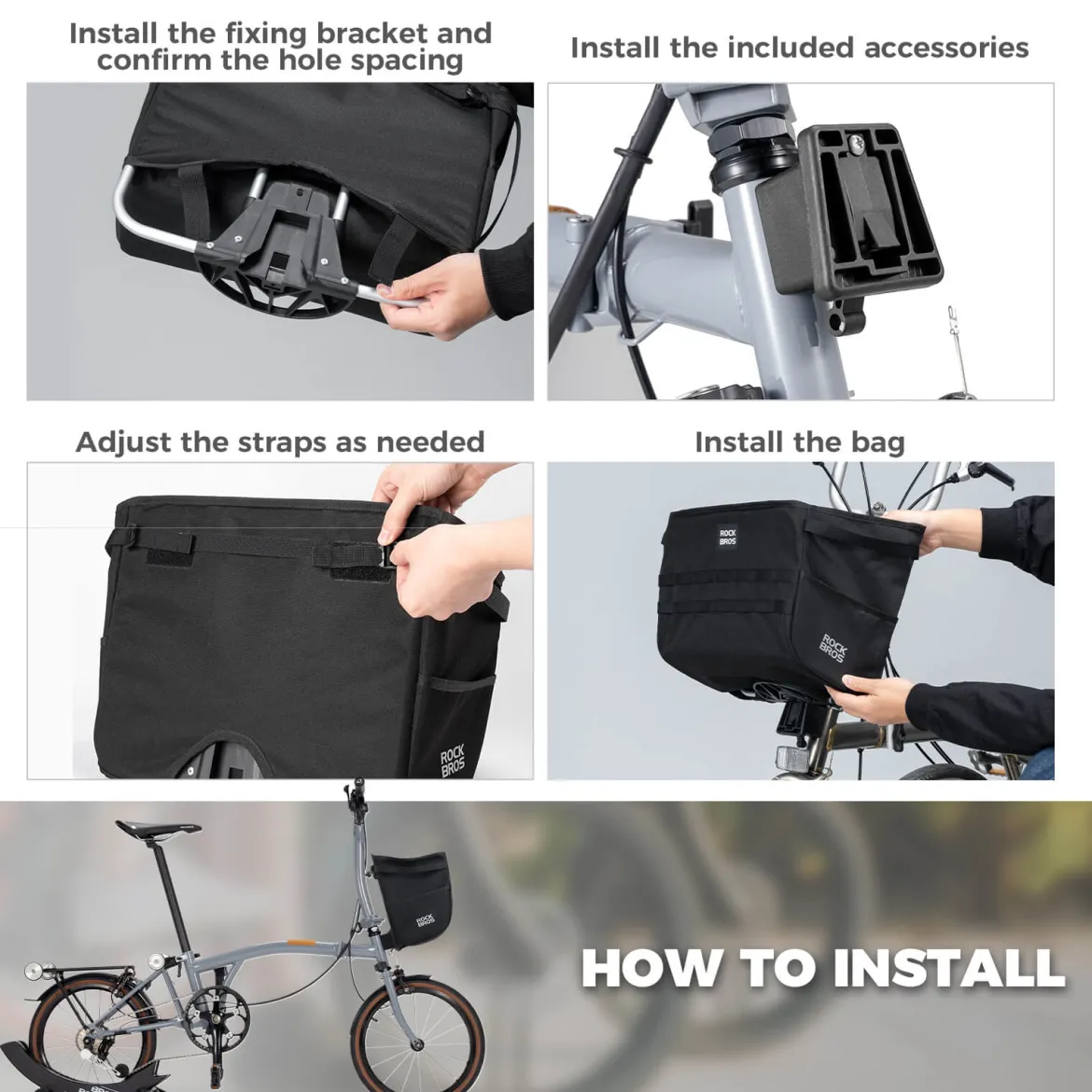 ROCKBROS Folding Bike Handlebar Bag Basket Bag - W016