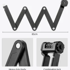 ROCKBROS Folding Bike Lock Heavy Duty Anti-Theft 4-Digit Combination Lock with Mount