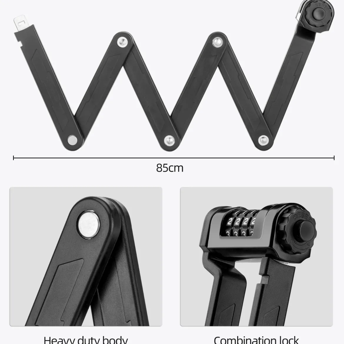 ROCKBROS Folding Bike Lock Heavy Duty Anti-Theft 4-Digit Combination Lock with Mount