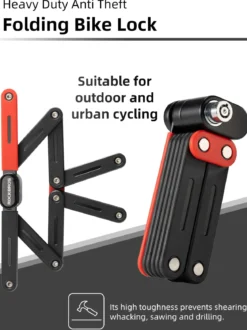 ROCKBROS Folding Heavy Duty Anti Theft Bike Lock 120cm/47.24inch with 2 Keys
